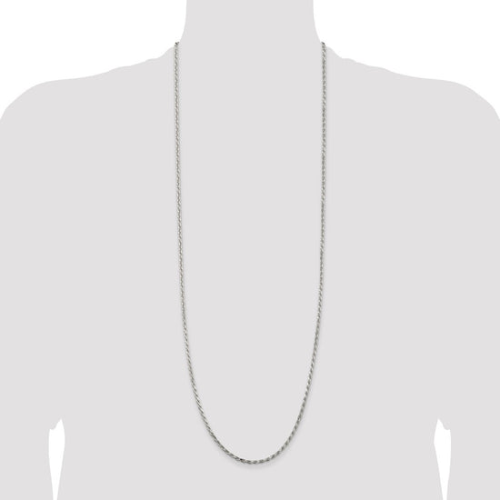 Sterling Silver Rhodium-plated 2.5mm Diamond-cut Rope Chain
