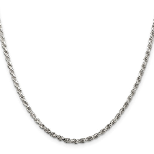 Sterling Silver 2.75mm Diamond-cut Rope Chain w/4in ext.