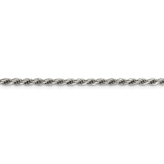 Sterling Silver Rhodium-plated 2.75mm Diamond-cut Rope Chain