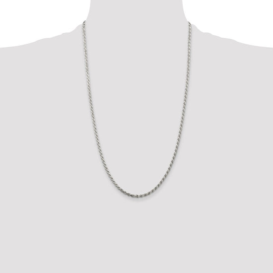 Sterling Silver Rhodium-plated 2.75mm Diamond-cut Rope Chain