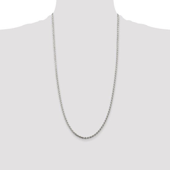 Sterling Silver Rhodium-plated 2.75mm Diamond-cut Rope Chain