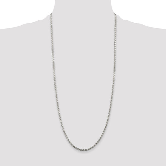 Sterling Silver Rhodium-plated 2.75mm Diamond-cut Rope Chain