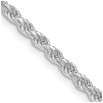 Sterling Silver Rhodium-plated 2.75mm Diamond-cut Rope Chain