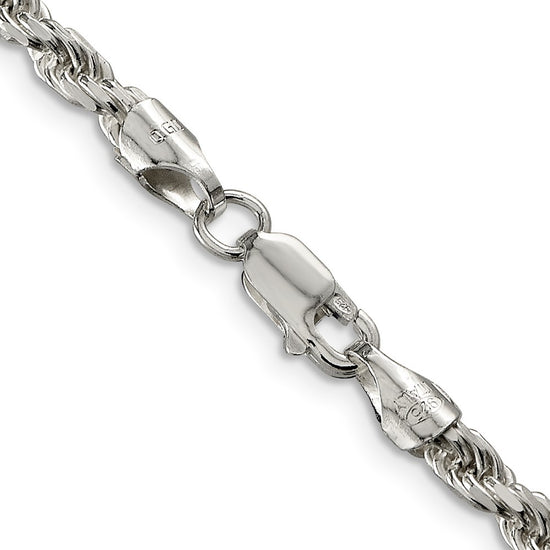 Sterling Silver 3.75mm Diamond-cut Rope Chain