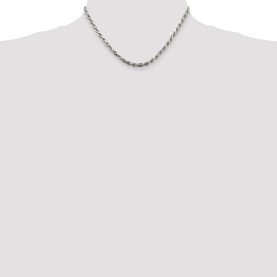 Sterling Silver Diamond-Cut Rope Chain — 3.75 mm