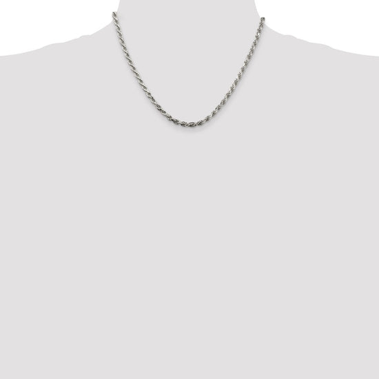 Sterling Silver Diamond-Cut Rope Chain — 3.75 mm