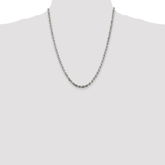 Sterling Silver Diamond-Cut Rope Chain — 3.75 mm