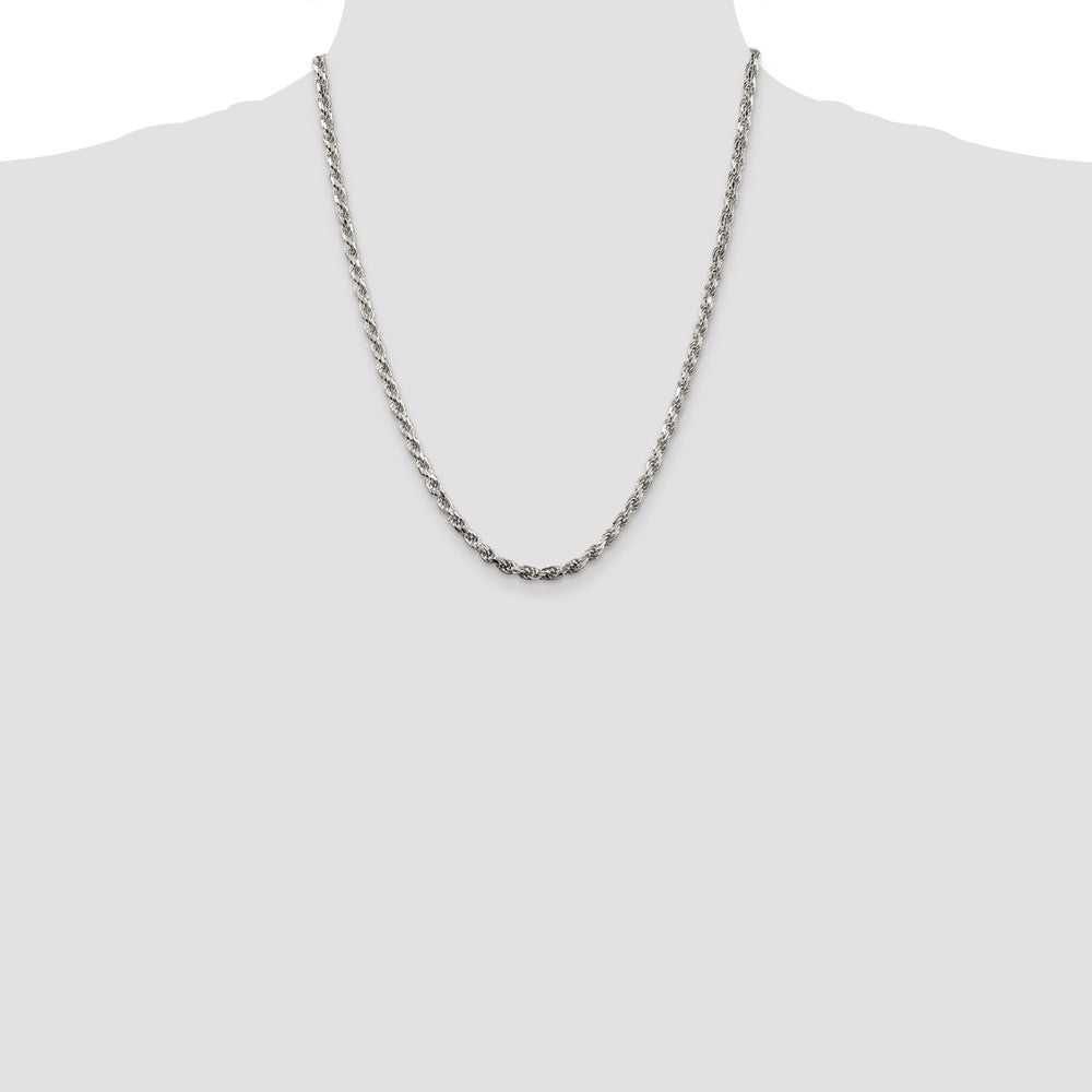 Sterling Silver Diamond-Cut Rope Chain — 3.75 mm