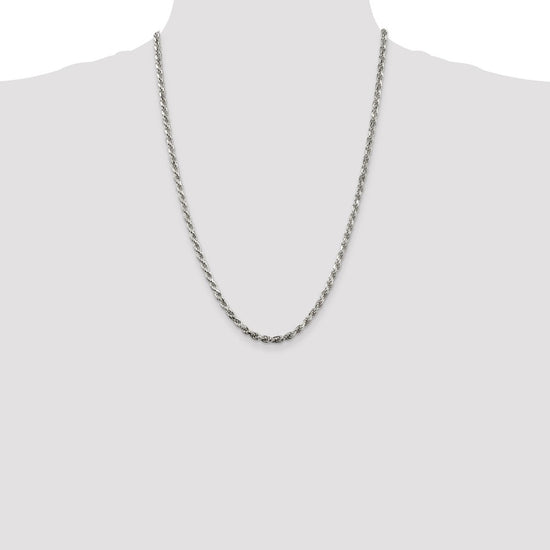 Sterling Silver 3.75mm Diamond-cut Rope Chain