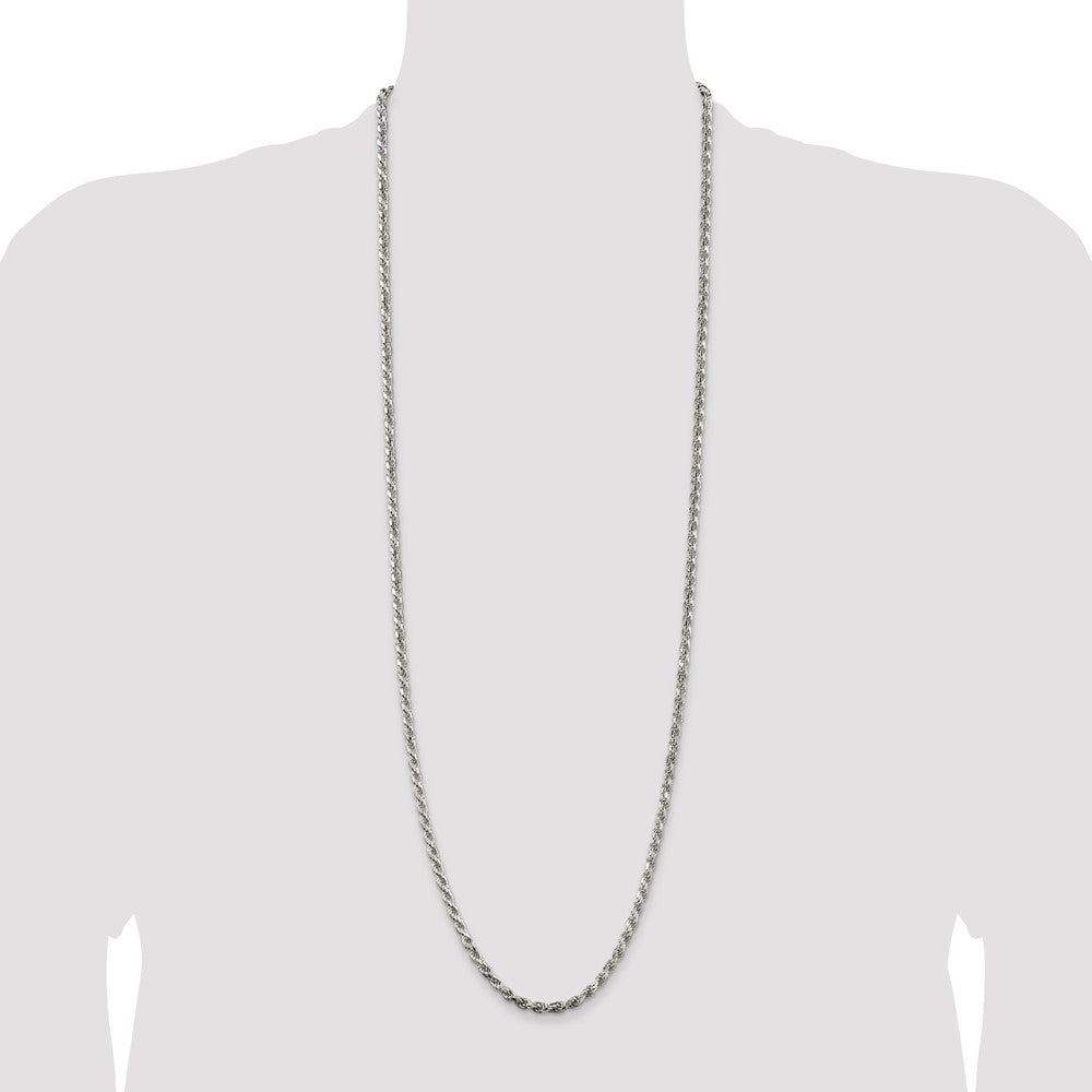 Sterling Silver 3.75mm Diamond-cut Rope Chain
