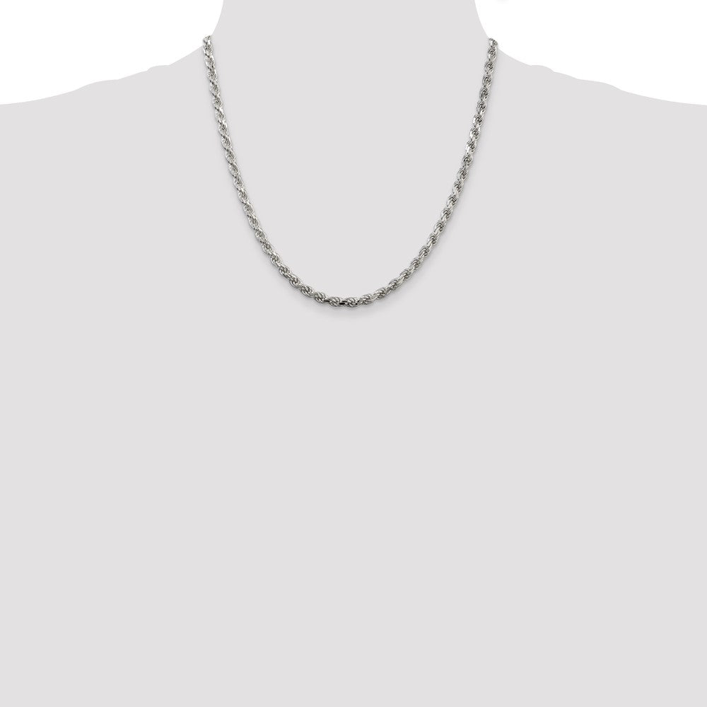 Sterling Silver Diamond-Cut Rope Chain — 4.25 mm