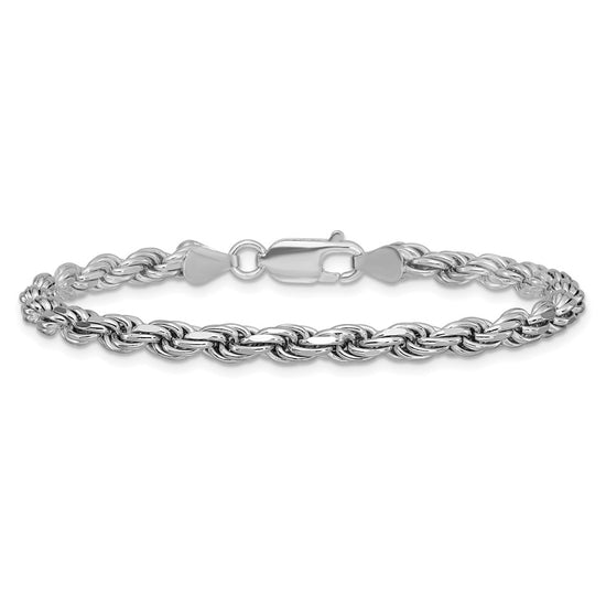 Sterling Silver Rhodium-plated 4.25mm Diamond-cut Rope Chain