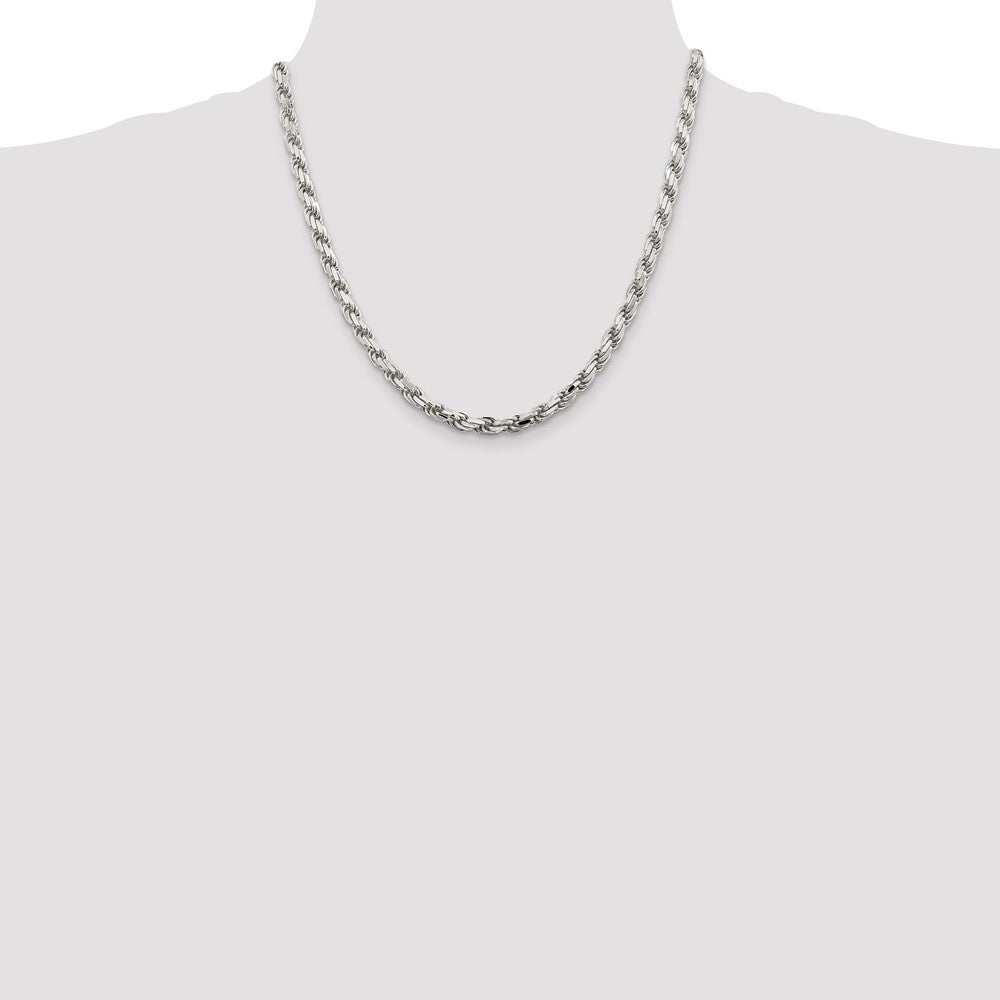 Sterling Silver Diamond-Cut Rope Chain — 5.75 mm