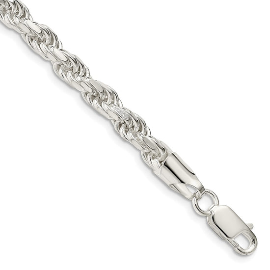 Sterling Silver Diamond-Cut Rope Chain — 5.75 mm