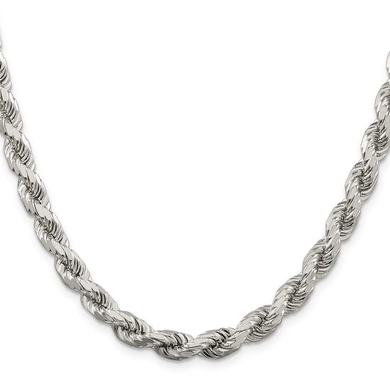 Sterling Silver Diamond-Cut Rope Chain — 6.5 mm