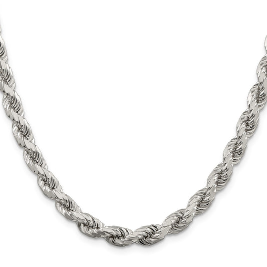 Sterling Silver Diamond-Cut Rope Chain — 6.5 mm