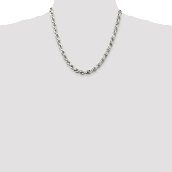 Sterling Silver Diamond-Cut Rope Chain — 6.5 mm