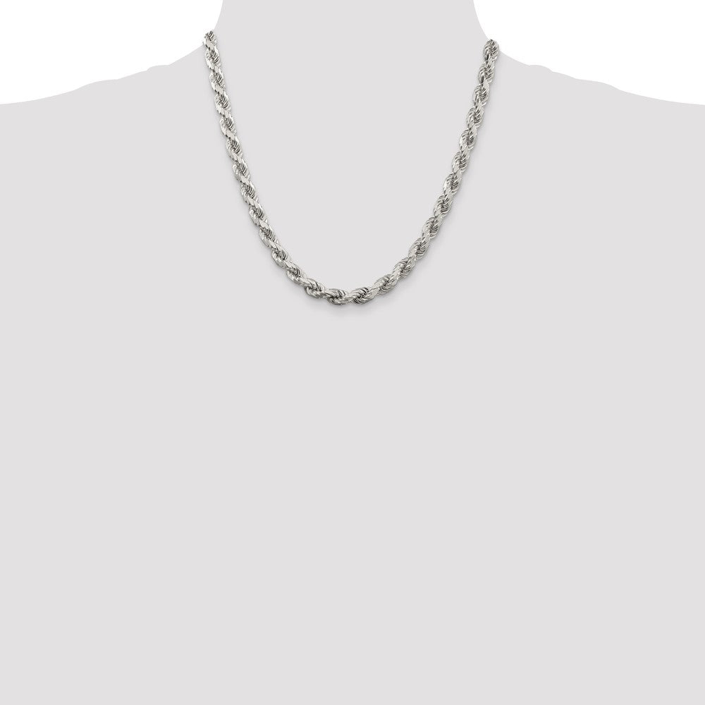 Sterling Silver Diamond-Cut Rope Chain — 6.5 mm