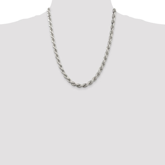 Sterling Silver Diamond-Cut Rope Chain — 6.5 mm