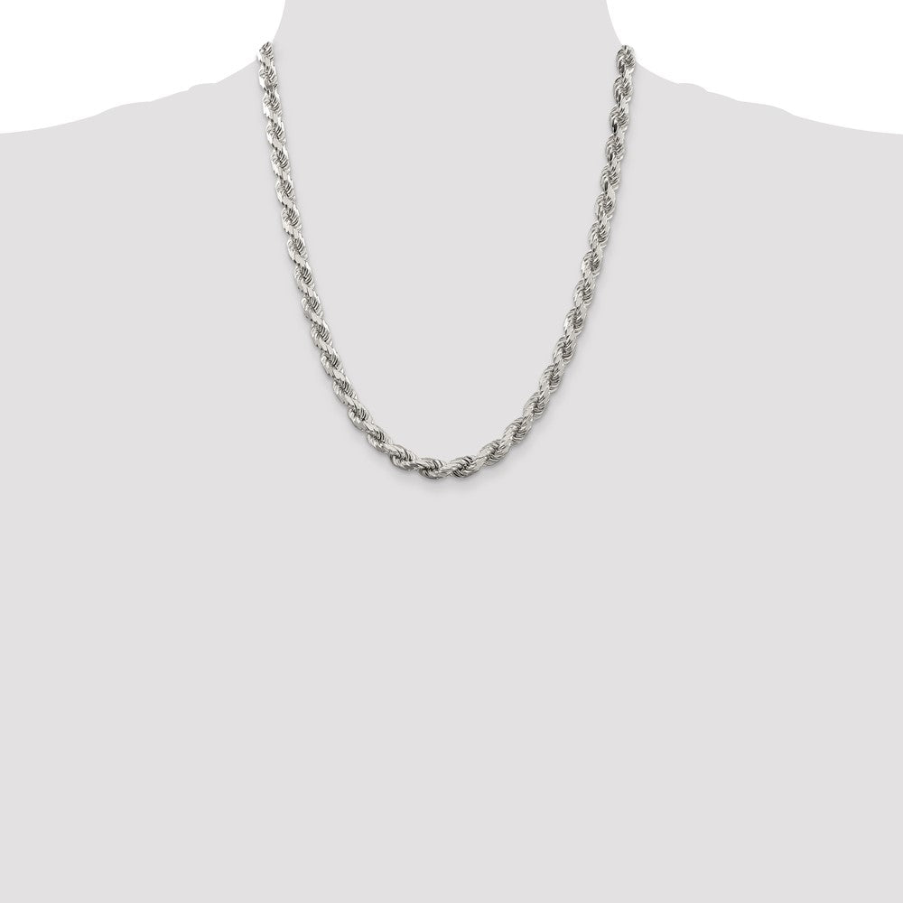 Sterling Silver Diamond-Cut Rope Chain — 6.5 mm
