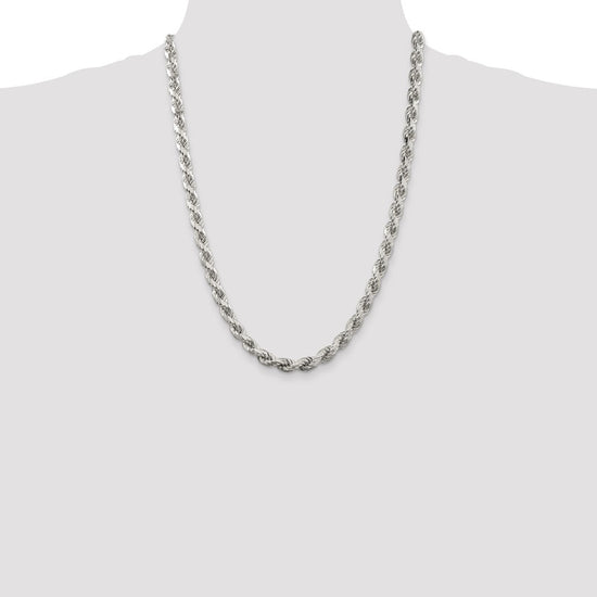 Sterling Silver Diamond-Cut Rope Chain — 6.5 mm