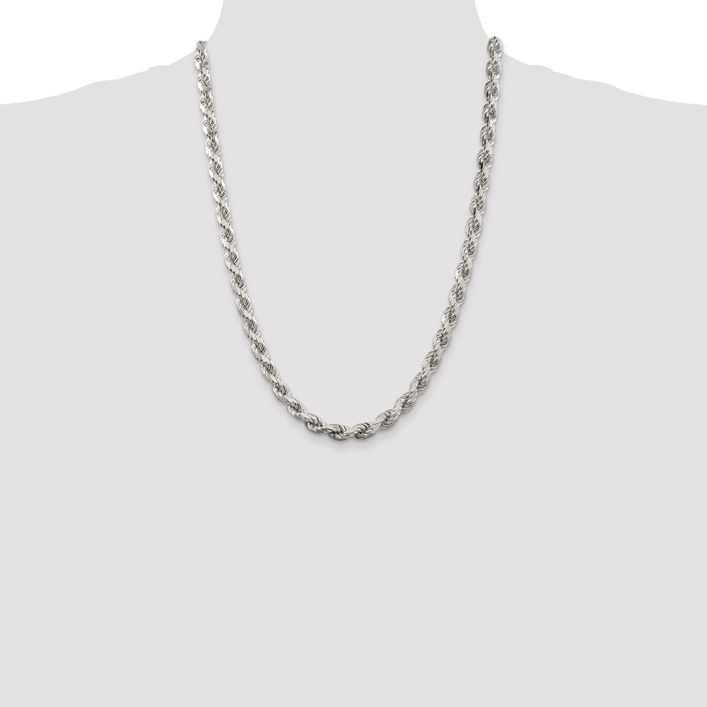 Sterling Silver Diamond-Cut Rope Chain — 6.5 mm