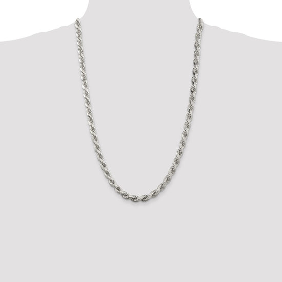 Sterling Silver Diamond-Cut Rope Chain — 6.5 mm