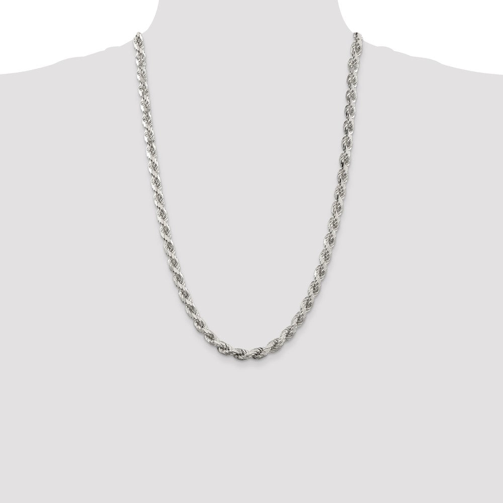 Sterling Silver Diamond-Cut Rope Chain — 6.5 mm
