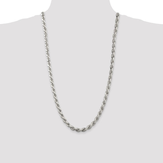 Sterling Silver Diamond-Cut Rope Chain — 6.5 mm