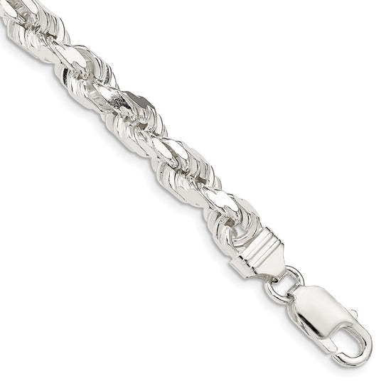 Sterling Silver Diamond-Cut Rope Chain — 6.5 mm
