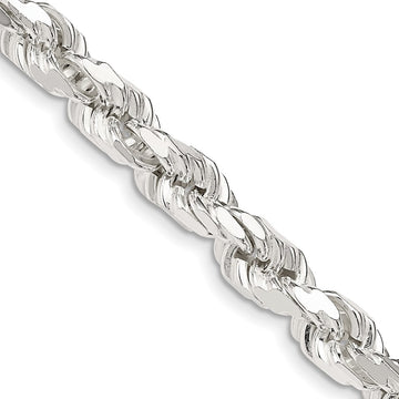 Sterling Silver Diamond-Cut Rope Chain — 6.5 mm