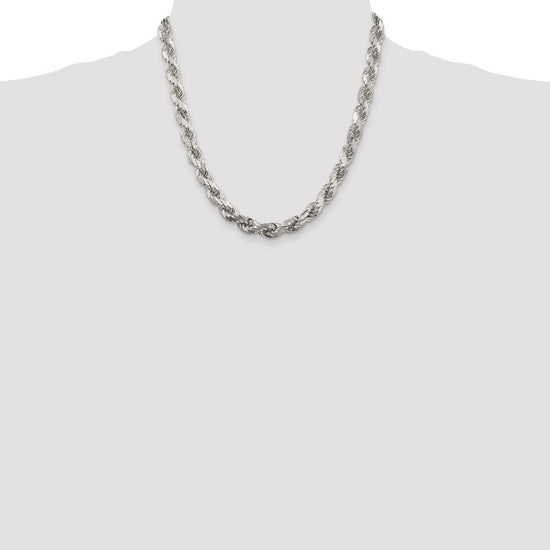 Sterling Silver Diamond-Cut Rope Chain — 7.8 mm