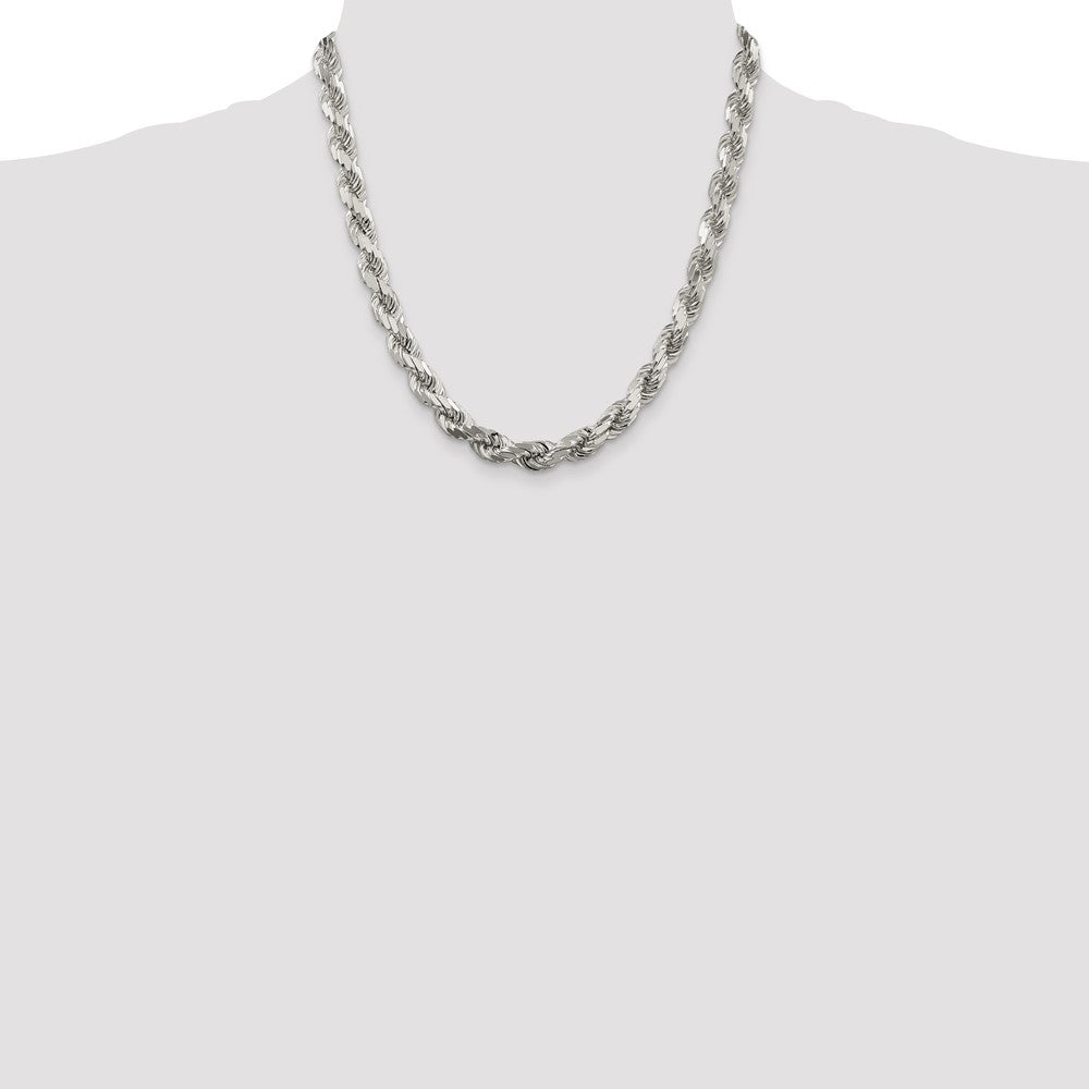 Sterling Silver Diamond-Cut Rope Chain — 7.8 mm