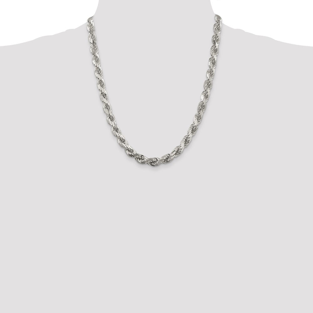 Sterling Silver Diamond-Cut Rope Chain — 7.8 mm