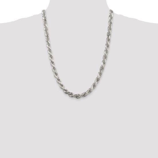 Sterling Silver Diamond-Cut Rope Chain — 7.8 mm