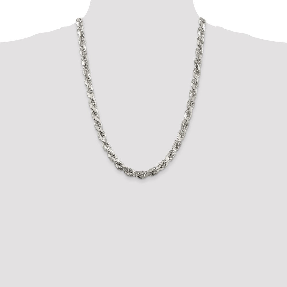 Sterling Silver Diamond-Cut Rope Chain — 7.8 mm