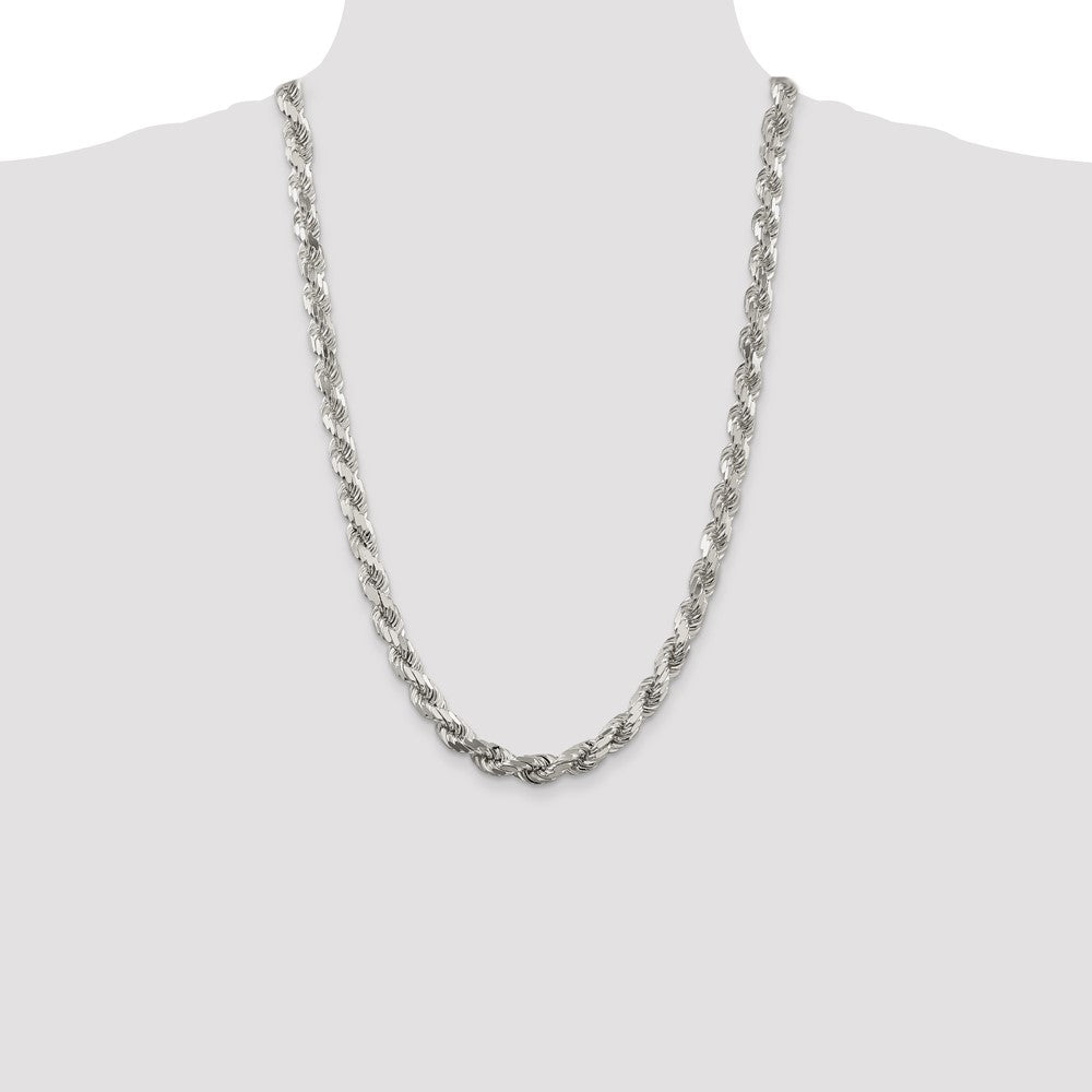 Sterling Silver Diamond-Cut Rope Chain — 7.8 mm