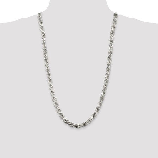 Sterling Silver Diamond-Cut Rope Chain — 7.8 mm