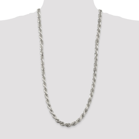 Sterling Silver Diamond-Cut Rope Chain — 7.8 mm