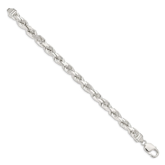 Sterling Silver 7.8mm Diamond-cut Rope Chain