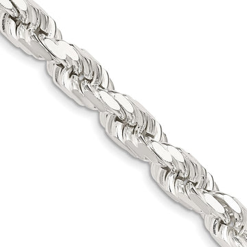 Sterling Silver Diamond-Cut Rope Chain — 7.8 mm