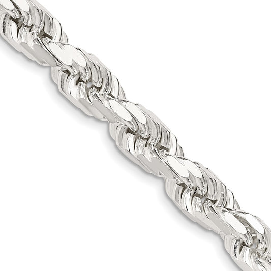 Sterling Silver Diamond-Cut Rope Chain — 7.8 mm