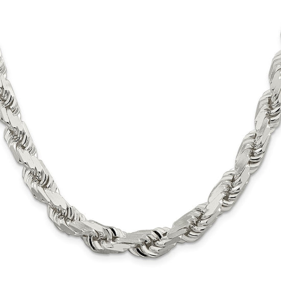 Sterling Silver 9.0mm Diamond-cut Rope Chain