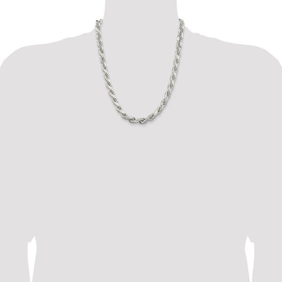 Sterling Silver Diamond-Cut Rope Chain — 9 mm