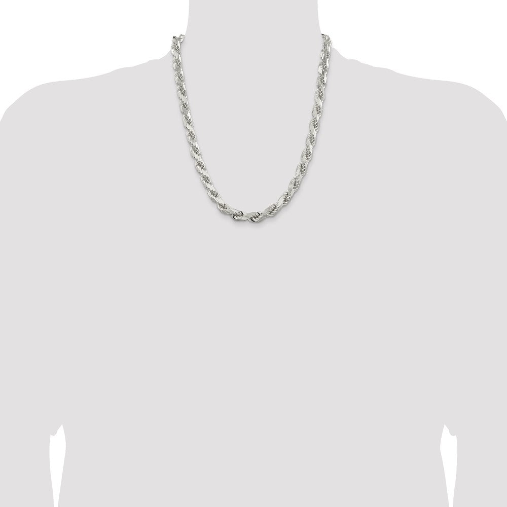 Sterling Silver Diamond-Cut Rope Chain — 9 mm