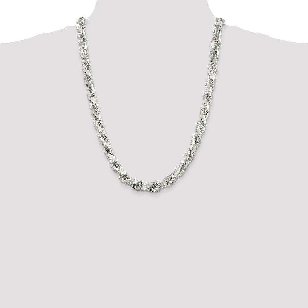 Sterling Silver Diamond-Cut Rope Chain — 9 mm