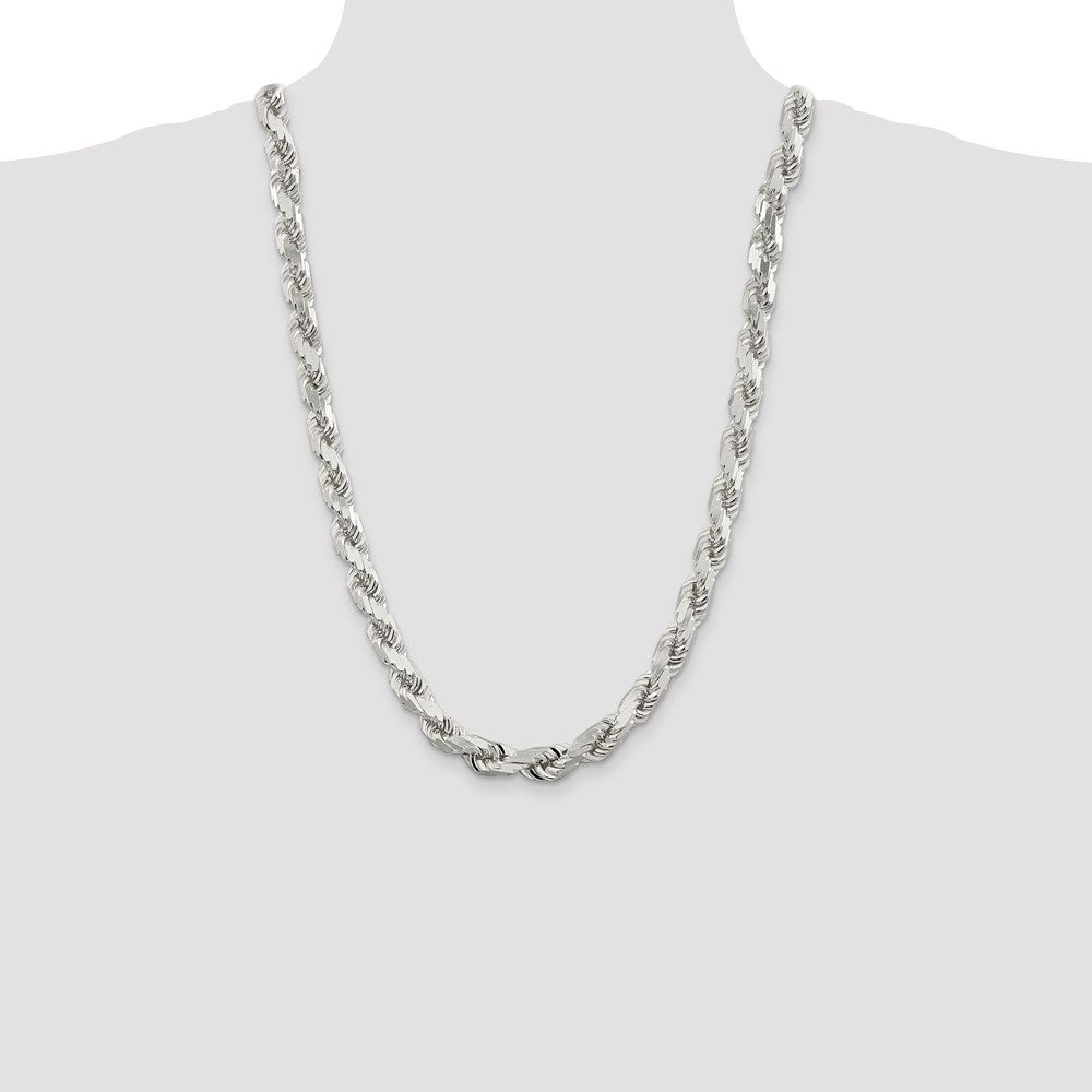 Sterling Silver Diamond-Cut Rope Chain — 9 mm