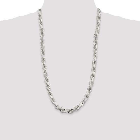 Sterling Silver Diamond-Cut Rope Chain — 9 mm