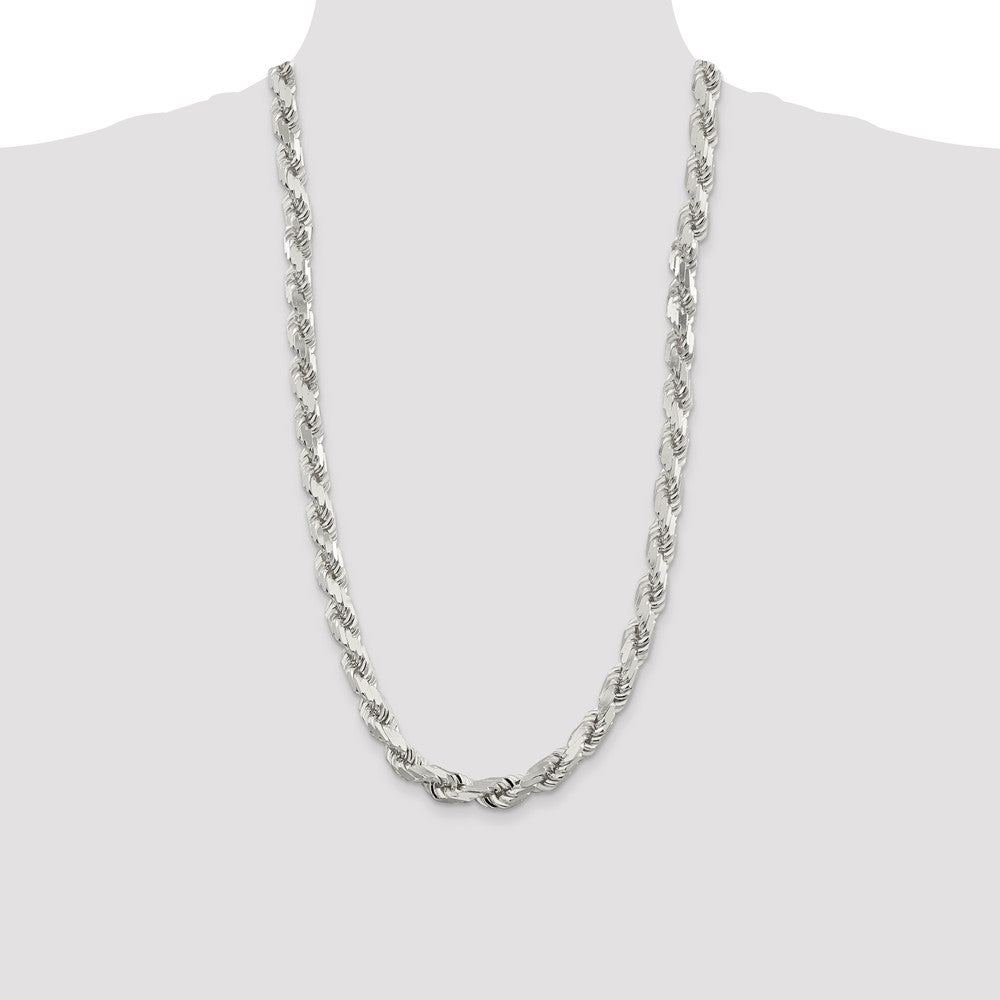 Sterling Silver Diamond-Cut Rope Chain — 9 mm