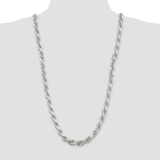 Sterling Silver Diamond-Cut Rope Chain — 9 mm